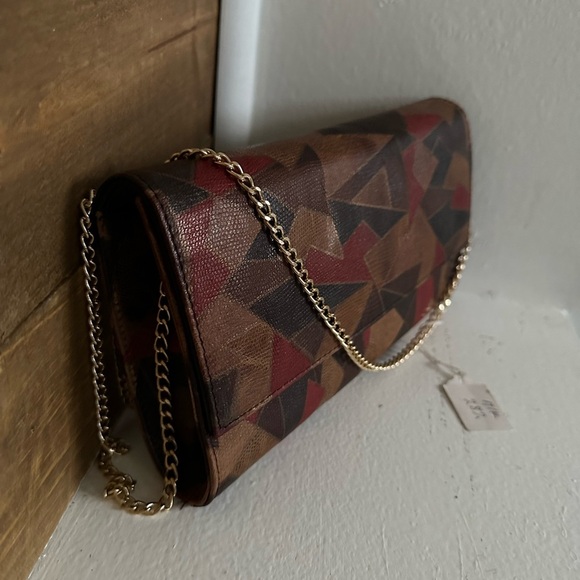 GORGEOUS Vintage 80s Handbag Purse Envelope Clutch Chain Crossbody Patchwork